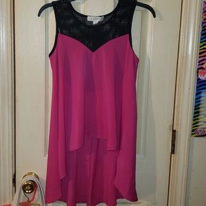 Gorgeous Raspberry high low top blouse mesh
